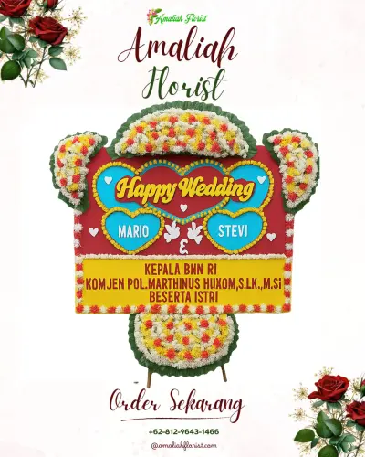 Karangan Papan Bunga Pernikahan di Tambi